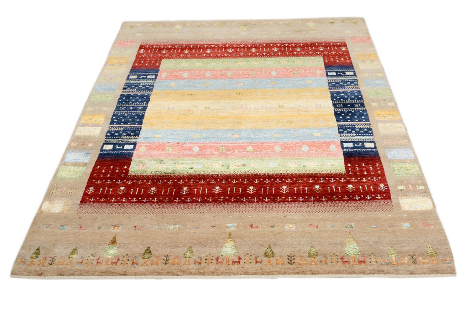 Tappeto Gabbeh - Loribaft Indus - 198 x 154 cm - multicolore