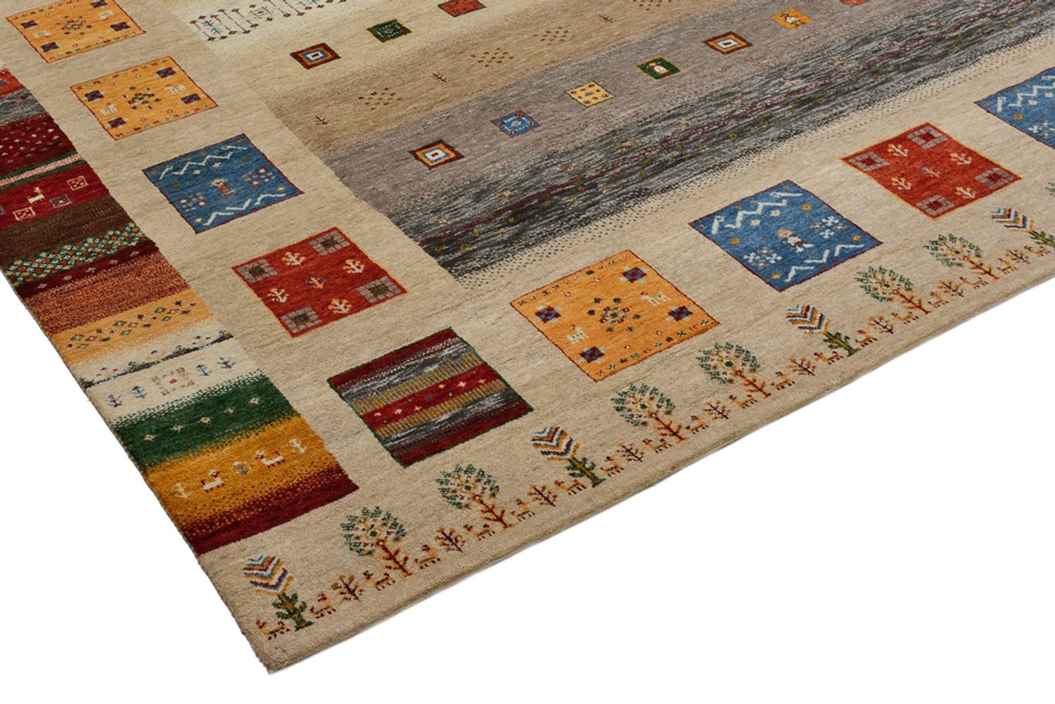 Tappeto Gabbeh - Loribaft Indus quadrato  - 256 x 250 cm - beige chiaro