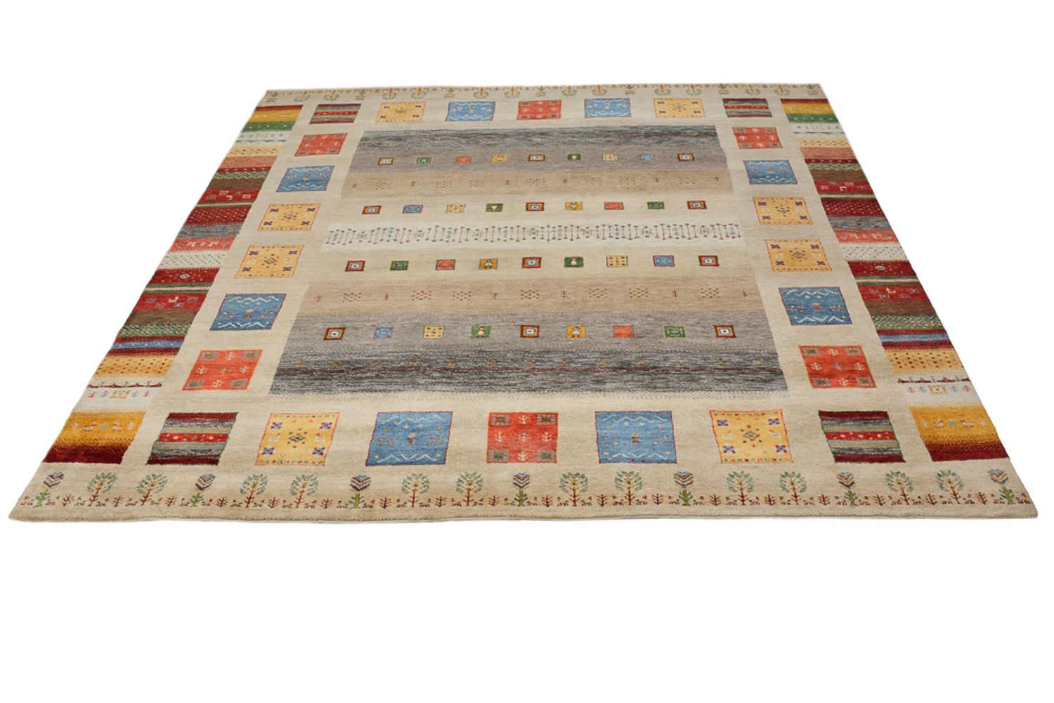 Tappeto Gabbeh - Loribaft Indus quadrato  - 256 x 250 cm - beige chiaro
