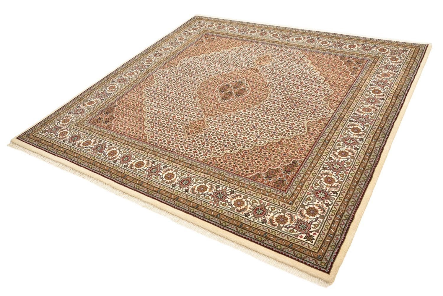 Tappeto orientale - Tabriz quadrato  - 203 x 201 cm - beige scuro