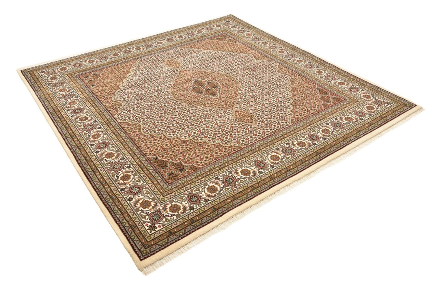 Tappeto orientale - Tabriz quadrato  - 203 x 201 cm - beige scuro