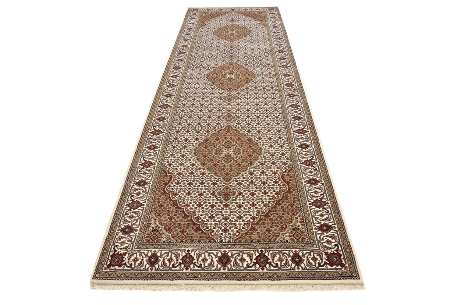 Tappeto corsia Tappeto orientale - Tabriz - 372 x 121 cm - beige chiaro