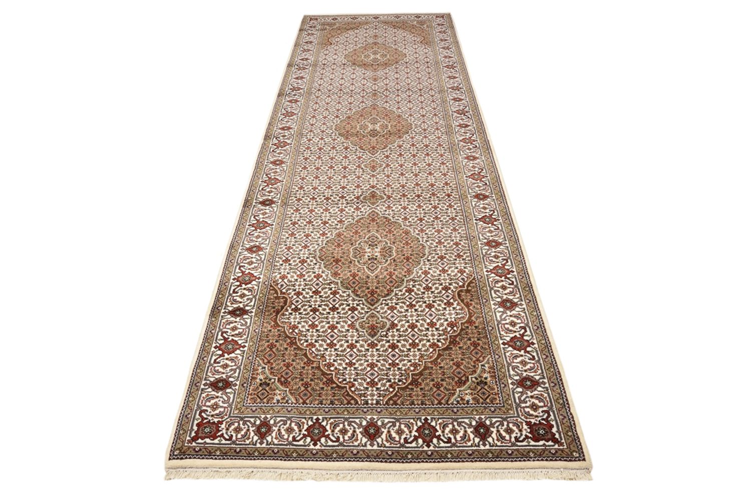 Tappeto corsia Tappeto orientale - Tabriz - 372 x 121 cm - beige chiaro