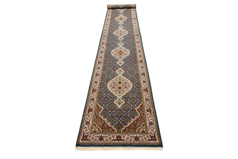 Tappeto corsia Tappeto orientale - Tabriz - 454 x 79 cm - blu scuro