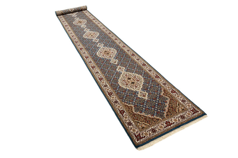 Tappeto corsia Tappeto orientale - Tabriz - 454 x 79 cm - blu scuro