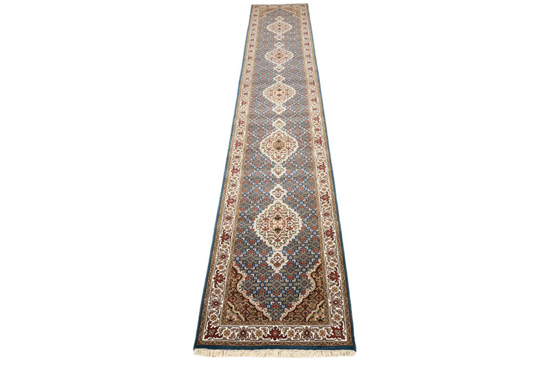 Tappeto corsia Tappeto orientale - Tabriz - 454 x 79 cm - blu scuro