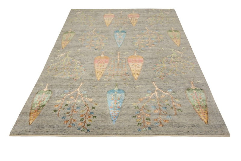 Tappeto Gabbeh - Loribaft Indus - 204 x 155 cm - grigio chiaro