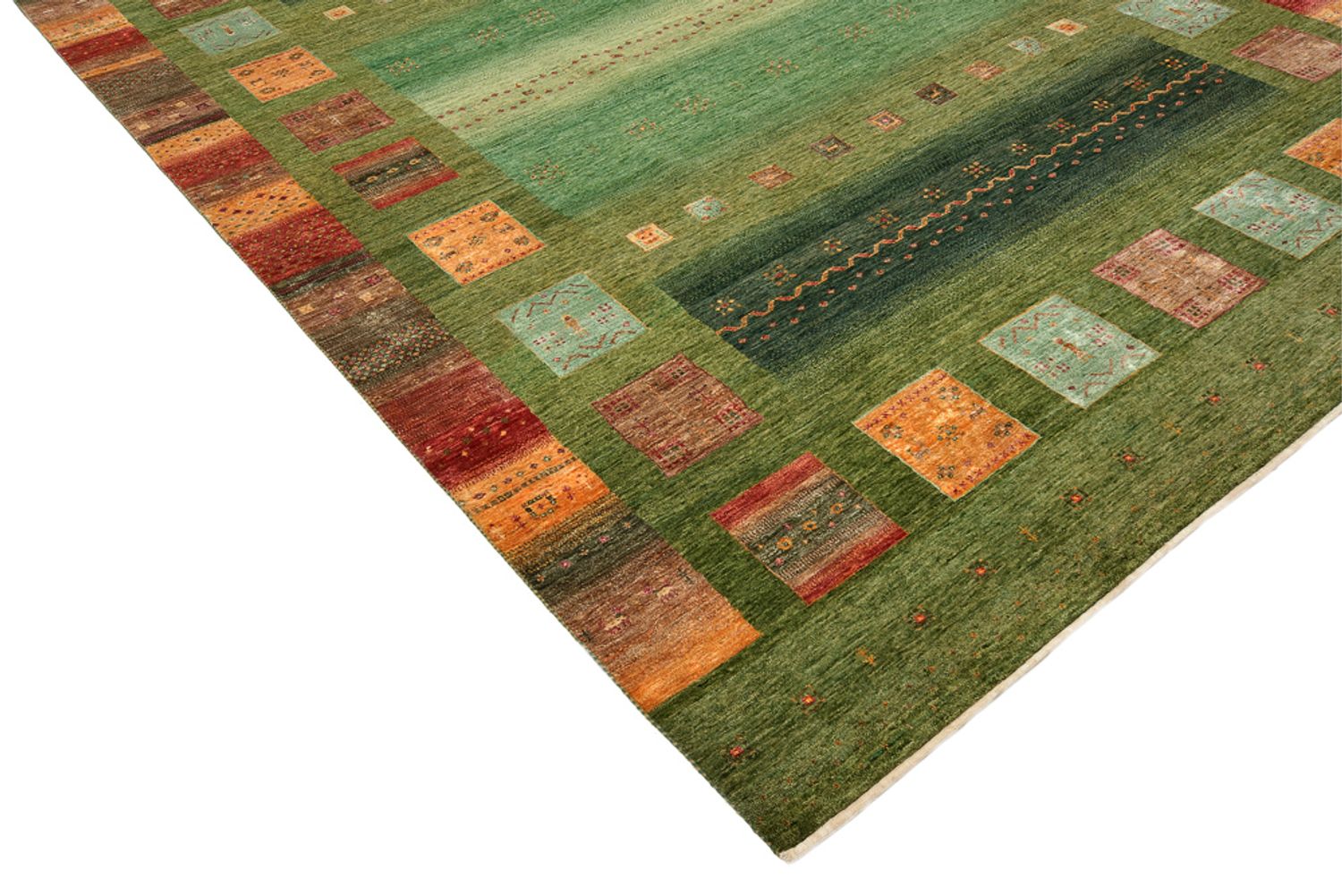 Tappeto Gabbeh - Loribaft Indus - 340 x 249 cm - verde