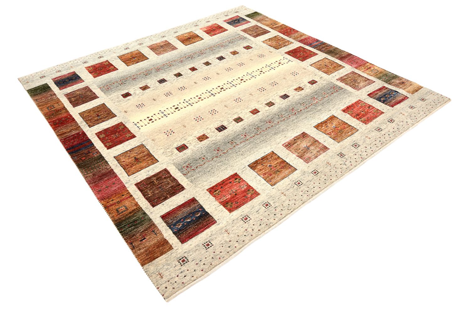 Tappeto Gabbeh - Loribaft Indus quadrato  - 205 x 204 cm - crema
