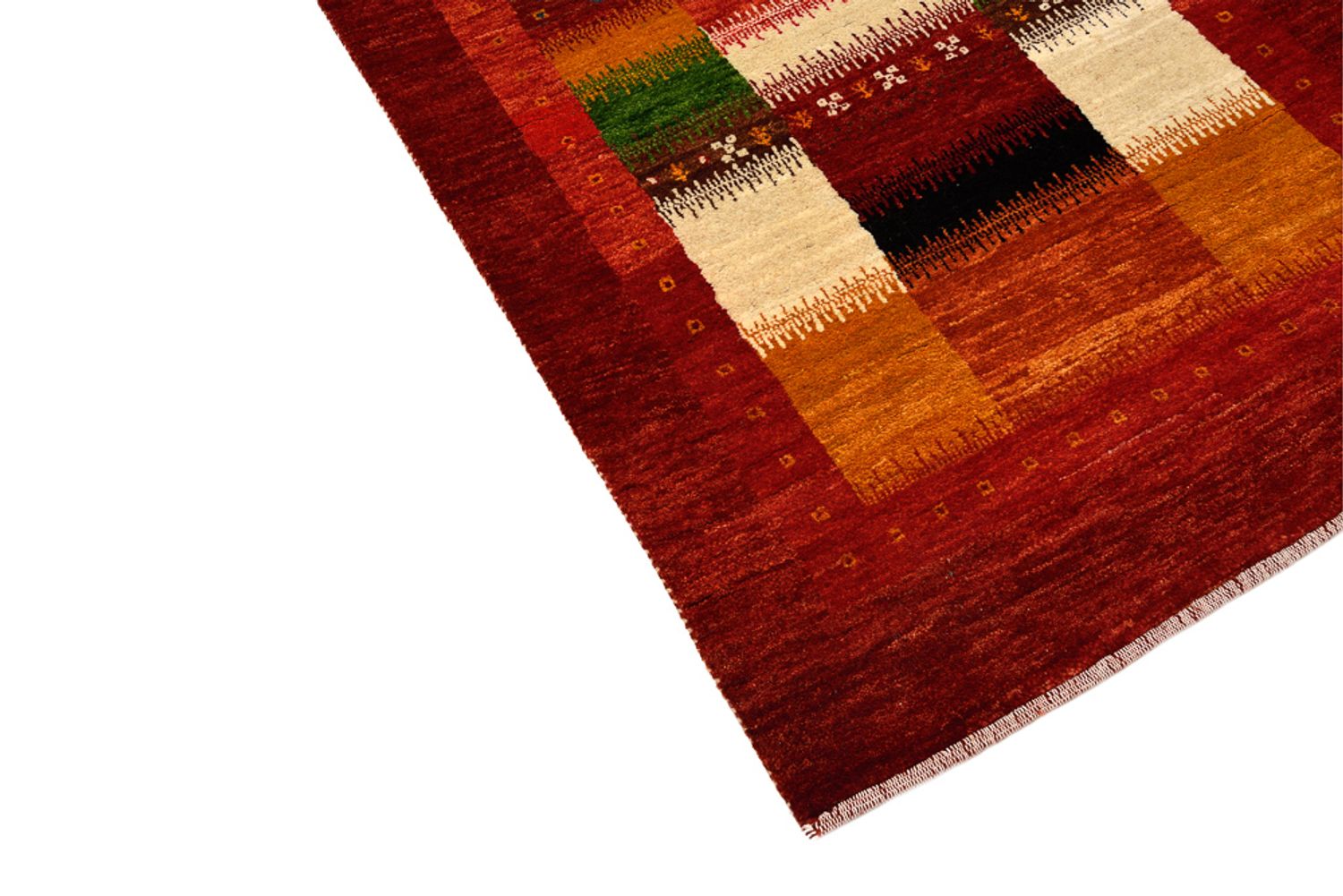 Tappeto corsia Tappeto Gabbeh - Loribaft Indus - 386 x 83 cm - rosso