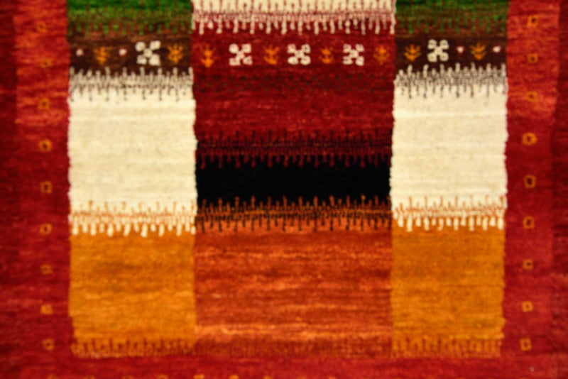 Tappeto corsia Tappeto Gabbeh - Loribaft Indus - 386 x 83 cm - rosso
