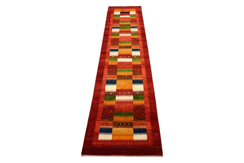 Tappeto corsia Tappeto Gabbeh - Loribaft Indus - 386 x 83 cm - rosso