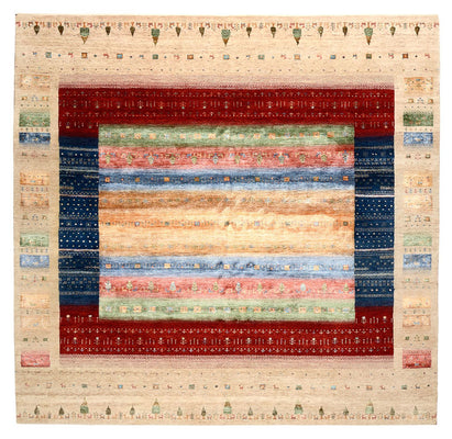 Tappeto Gabbeh - Loribaft Indus quadrato  - 253 x 246 cm - multicolore