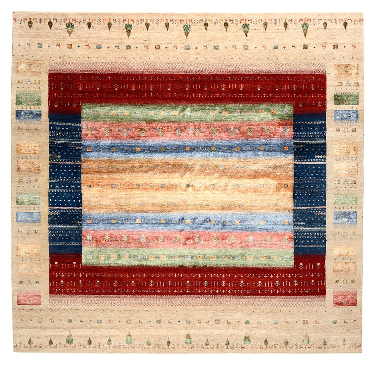 Tappeto Gabbeh - Loribaft Indus quadrato  - 253 x 246 cm - multicolore