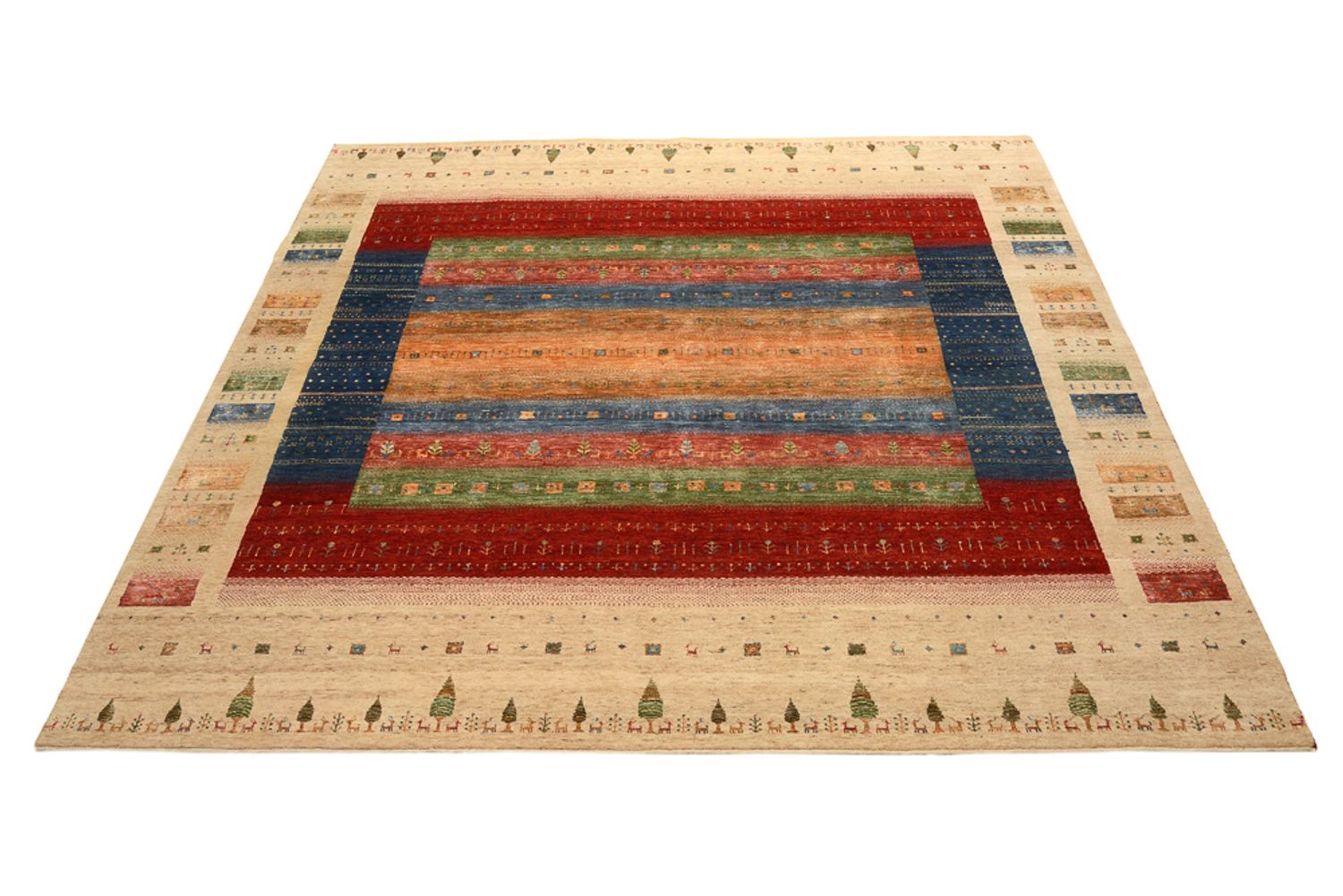 Tappeto Gabbeh - Loribaft Indus quadrato  - 253 x 246 cm - multicolore