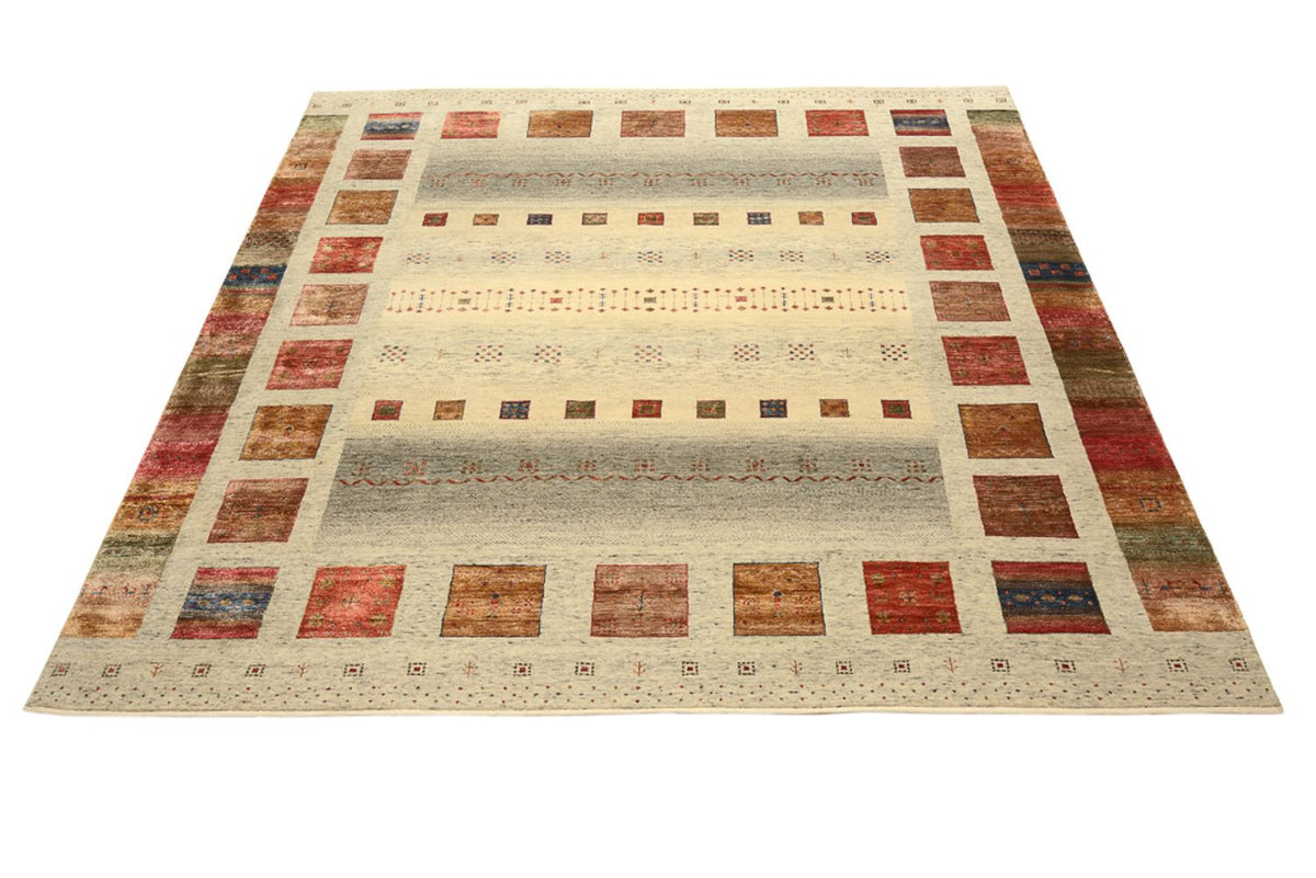Tappeto Gabbeh - Loribaft Indus quadrato  - 254 x 251 cm - beige chiaro
