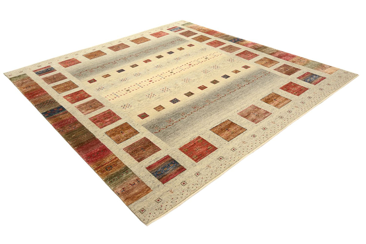 Tappeto Gabbeh - Loribaft Indus quadrato  - 254 x 251 cm - beige chiaro