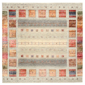 Tappeto Gabbeh - Loribaft Indus quadrato  - 202 x 199 cm - beige chiaro