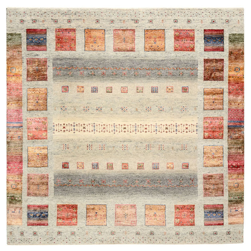 Tappeto Gabbeh - Loribaft Indus quadrato  - 202 x 199 cm - beige chiaro