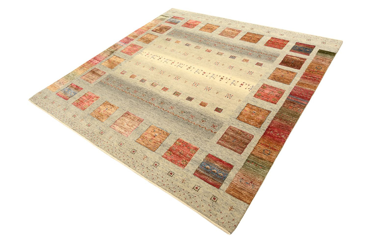 Tappeto Gabbeh - Loribaft Indus quadrato  - 202 x 199 cm - beige chiaro
