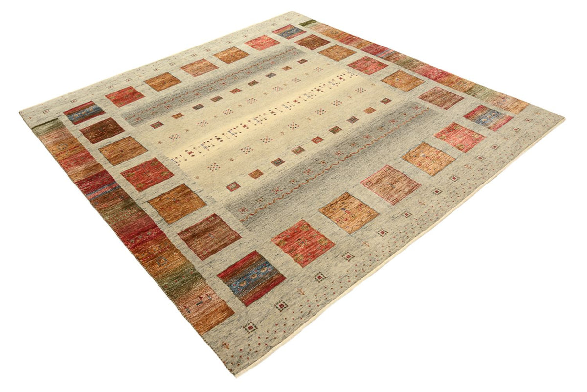 Tappeto Gabbeh - Loribaft Indus quadrato  - 202 x 199 cm - beige chiaro