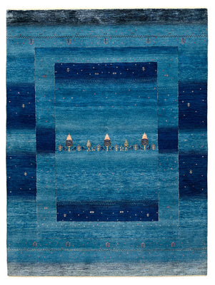 Tappeto Gabbeh - Loribaft Indus - 201 x 152 cm - blu mare