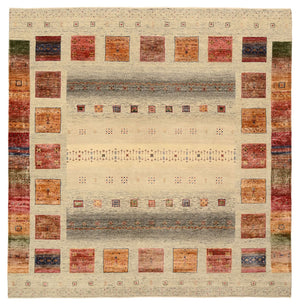 Tappeto Gabbeh - Loribaft Indus quadrato  - 206 x 204 cm - beige scuro