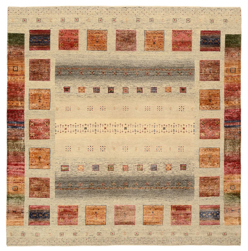 Tappeto Gabbeh - Loribaft Indus quadrato  - 206 x 204 cm - beige scuro