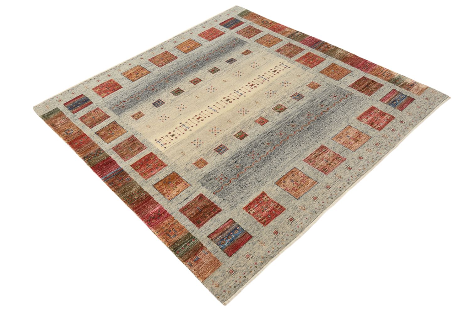 Tappeto Gabbeh - Loribaft Indus quadrato  - 156 x 152 cm - beige scuro