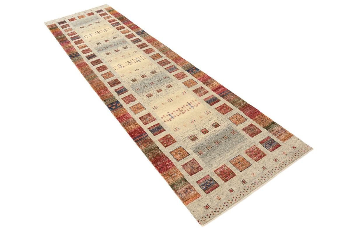 Tappeto corsia Tappeto Gabbeh - Loribaft Indus - 306 x 84 cm - beige scuro