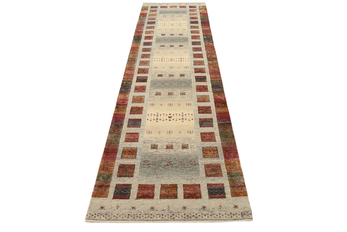 Tappeto corsia Tappeto Gabbeh - Loribaft Indus - 306 x 85 cm - beige scuro