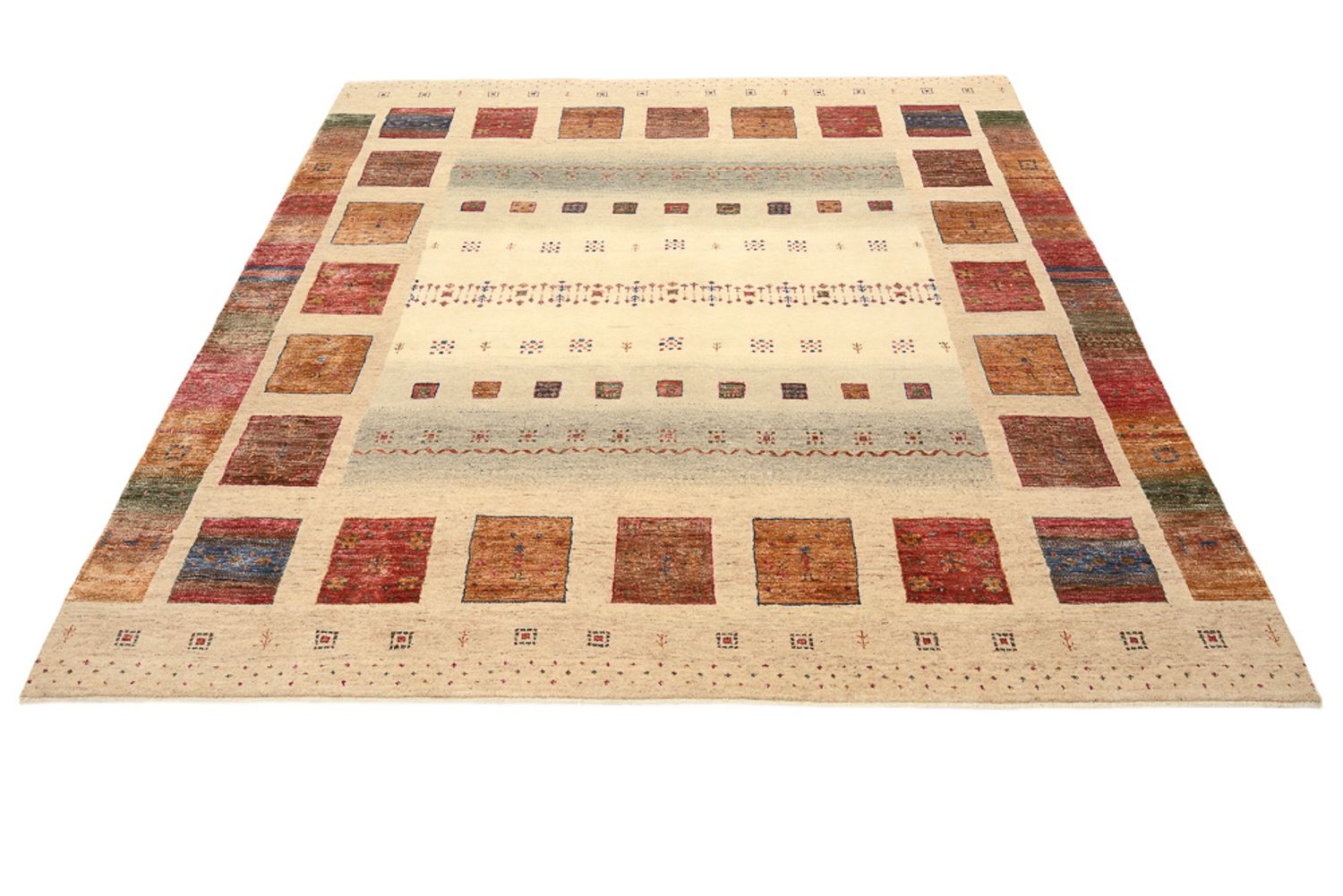 Tappeto Gabbeh - Loribaft Indus quadrato  - 206 x 204 cm - beige scuro