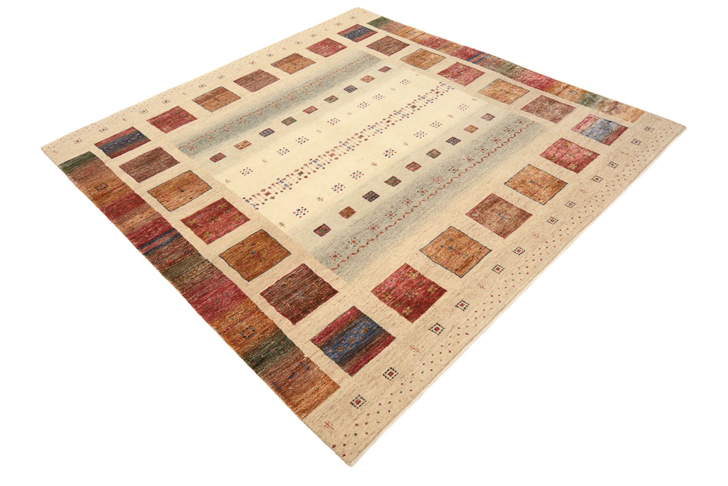 Tappeto Gabbeh - Loribaft Indus quadrato  - 206 x 204 cm - beige scuro