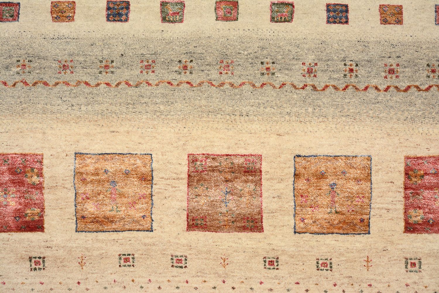 Tappeto Gabbeh - Loribaft Indus quadrato  - 206 x 204 cm - beige scuro