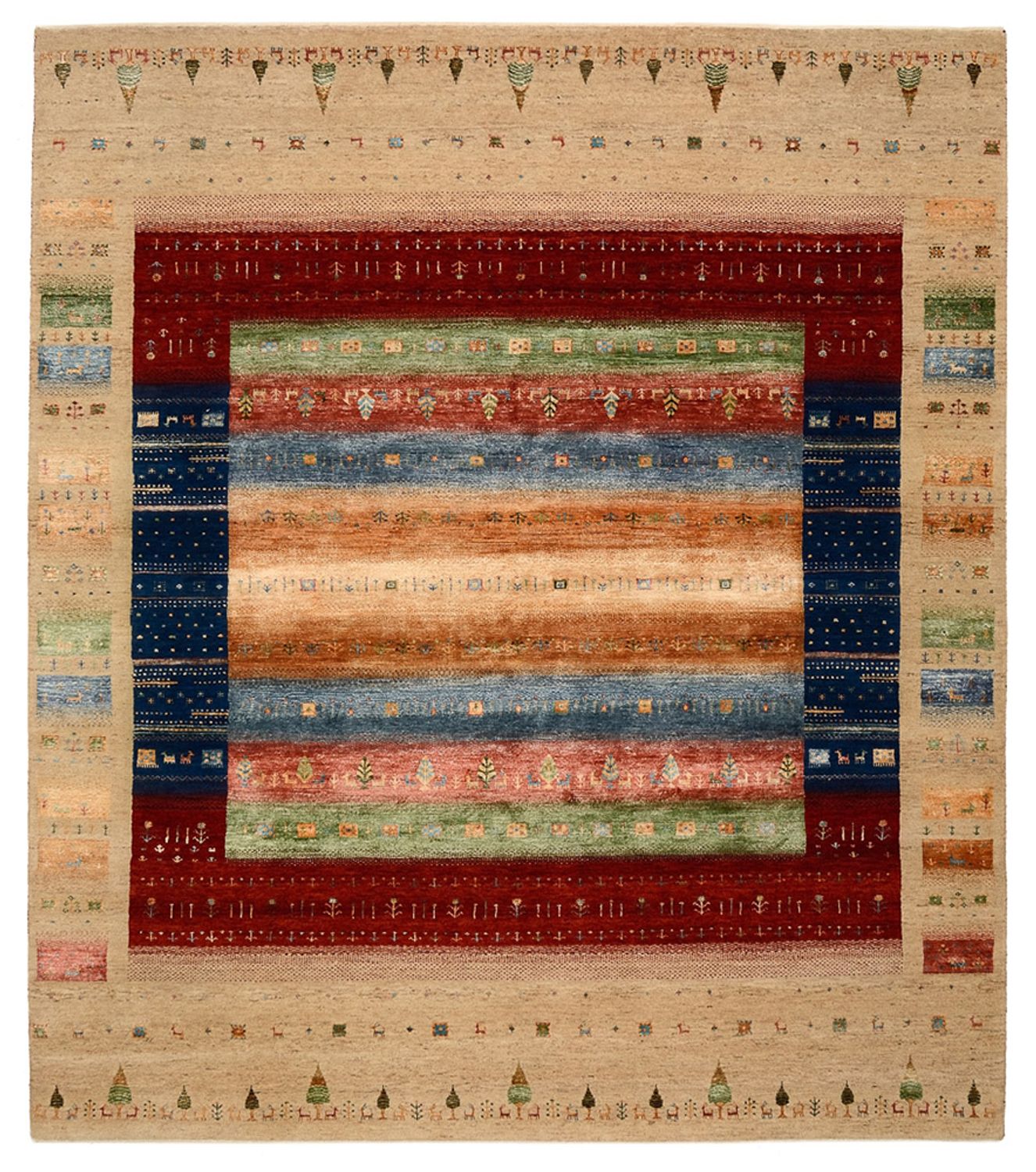 Tappeto Gabbeh - Loribaft Indus - 236 x 205 cm - multicolore