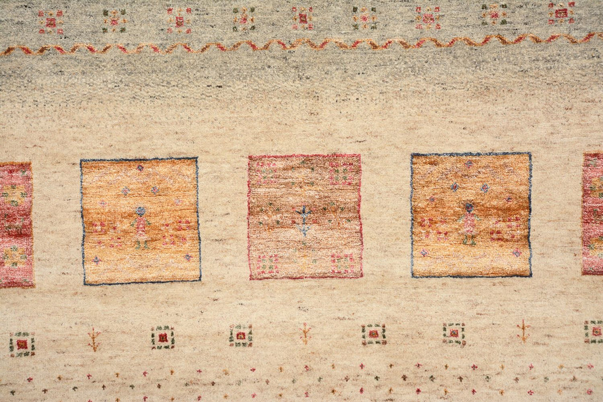 Tappeto Gabbeh - Loribaft Indus quadrato  - 204 x 202 cm - beige chiaro