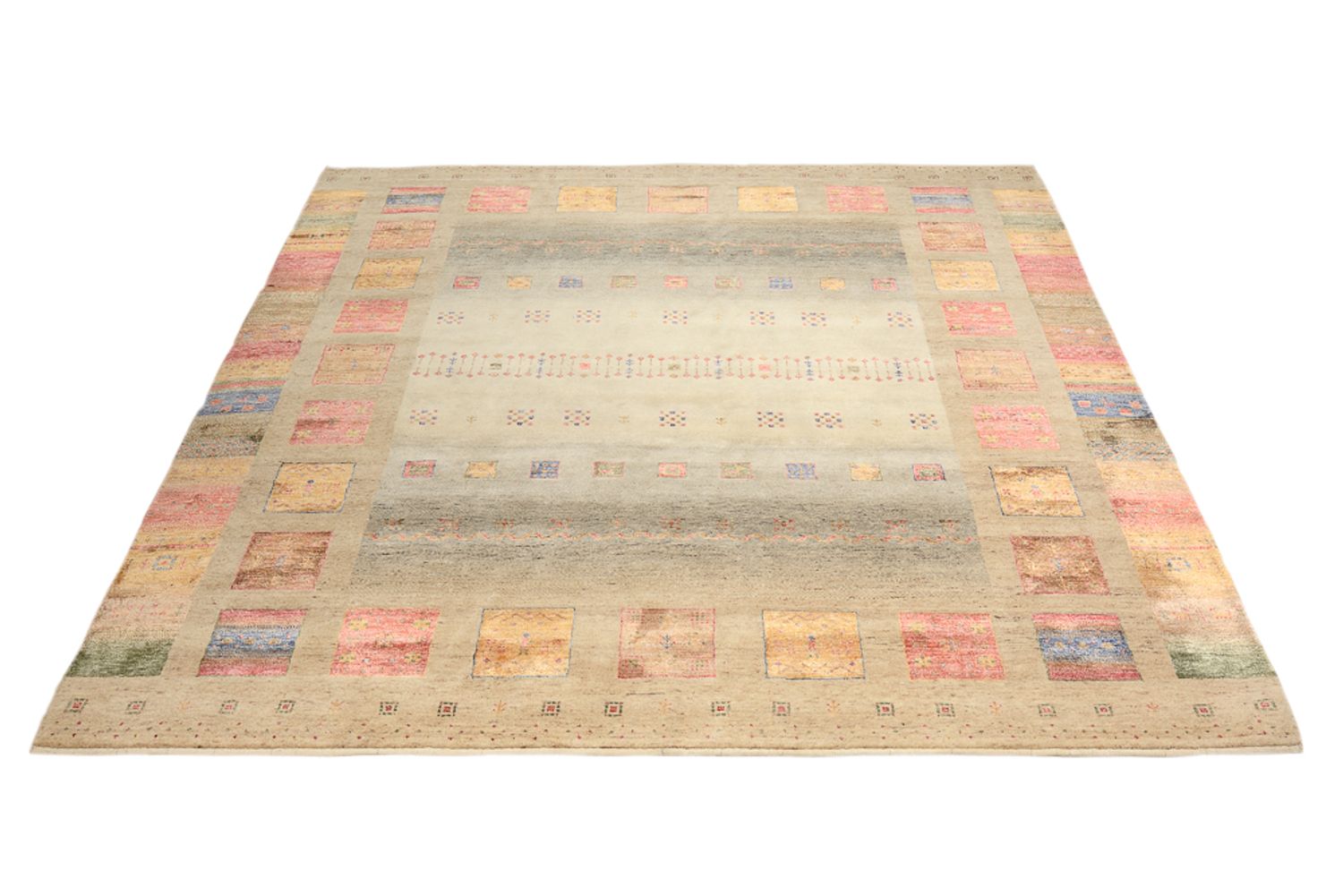 Tappeto Gabbeh - Loribaft Indus quadrato  - 253 x 249 cm - multicolore