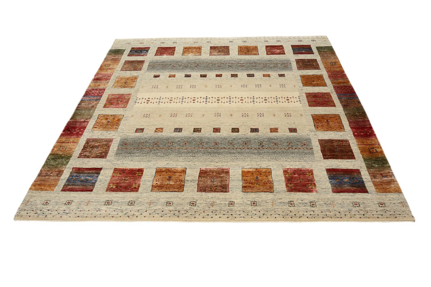 Tappeto Gabbeh - Loribaft Indus quadrato  - 206 x 205 cm - multicolore