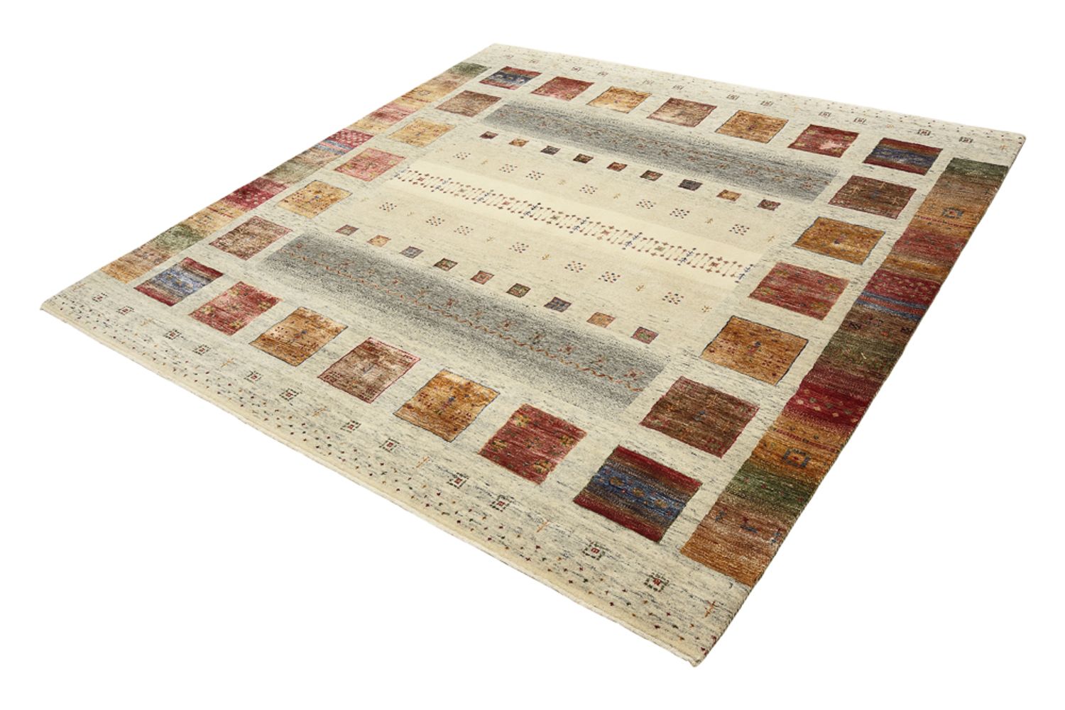 Tappeto Gabbeh - Loribaft Indus quadrato  - 206 x 205 cm - multicolore