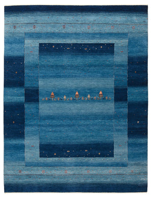 Tappeto Gabbeh - Loribaft Indus - 232 x 177 cm - blu mare