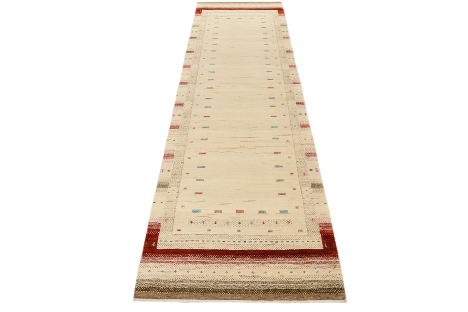 Tappeto corsia Tappeto Gabbeh - Loribaft Indus - 298 x 83 cm - beige chiaro