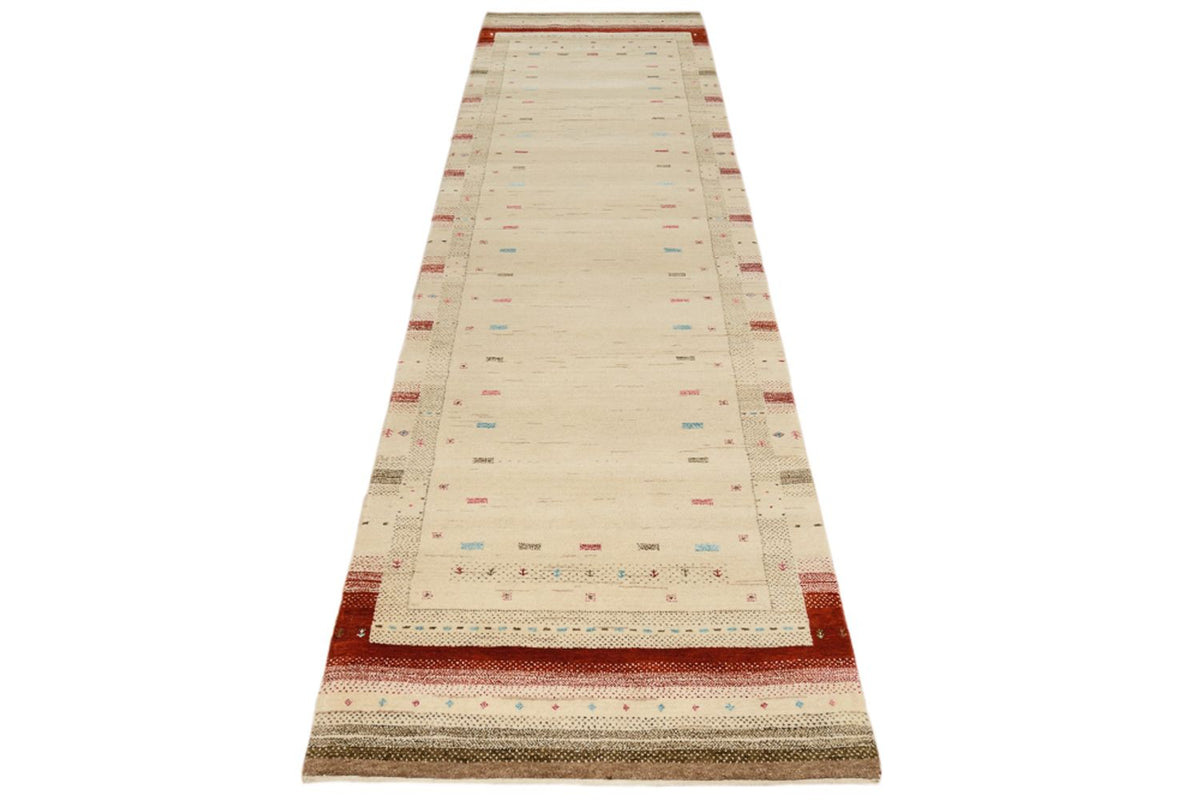 Tappeto corsia Tappeto Gabbeh - Loribaft Indus - 298 x 83 cm - beige chiaro