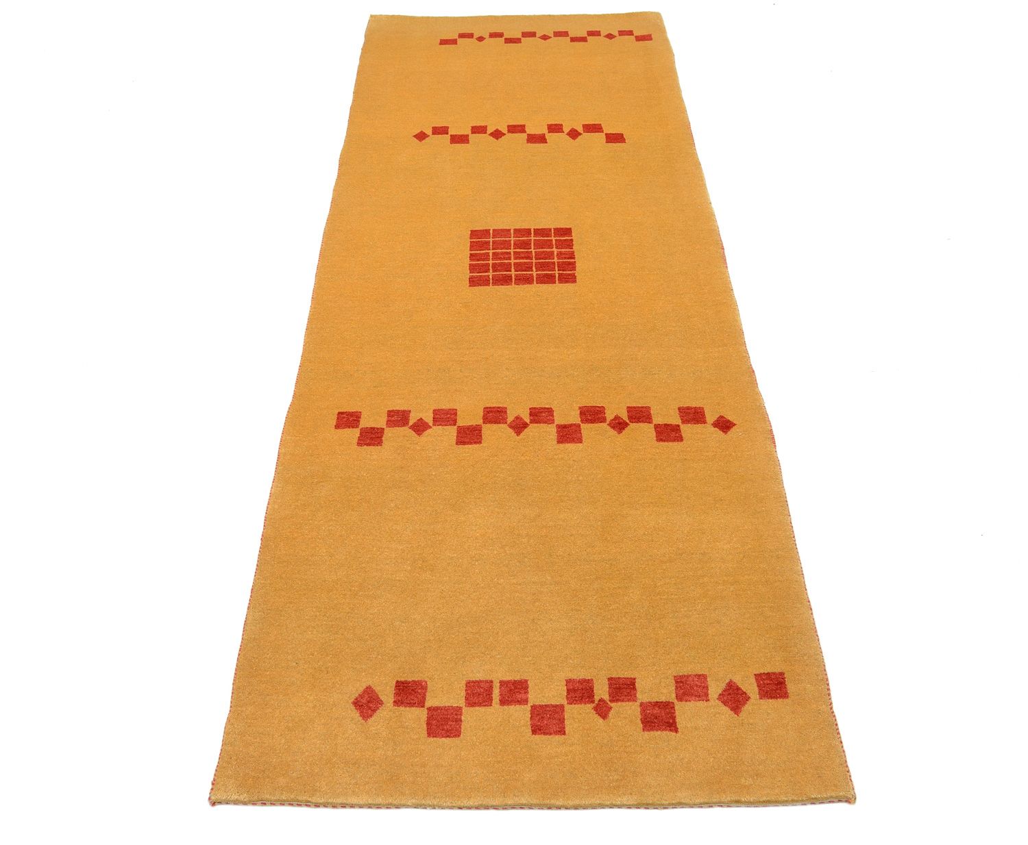 Tappeto corsia Tappeto Gabbeh - Loribaft Persero - 241 x 87 cm - giallo senape