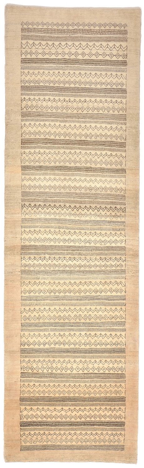 Tappeto corsia Tappeto Gabbeh - Loribaft Persero - 297 x 85 cm - sabbia