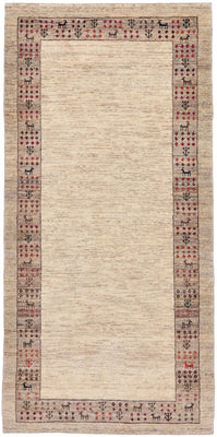 Tappeto corsia Tappeto Gabbeh - Loribaft Persero - 176 x 84 cm - sabbia
