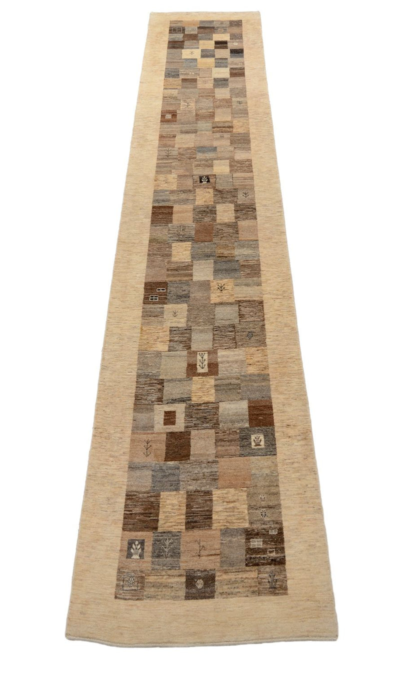 Tappeto corsia Tappeto Gabbeh - Loribaft Persero - 512 x 101 cm - marrone chiaro