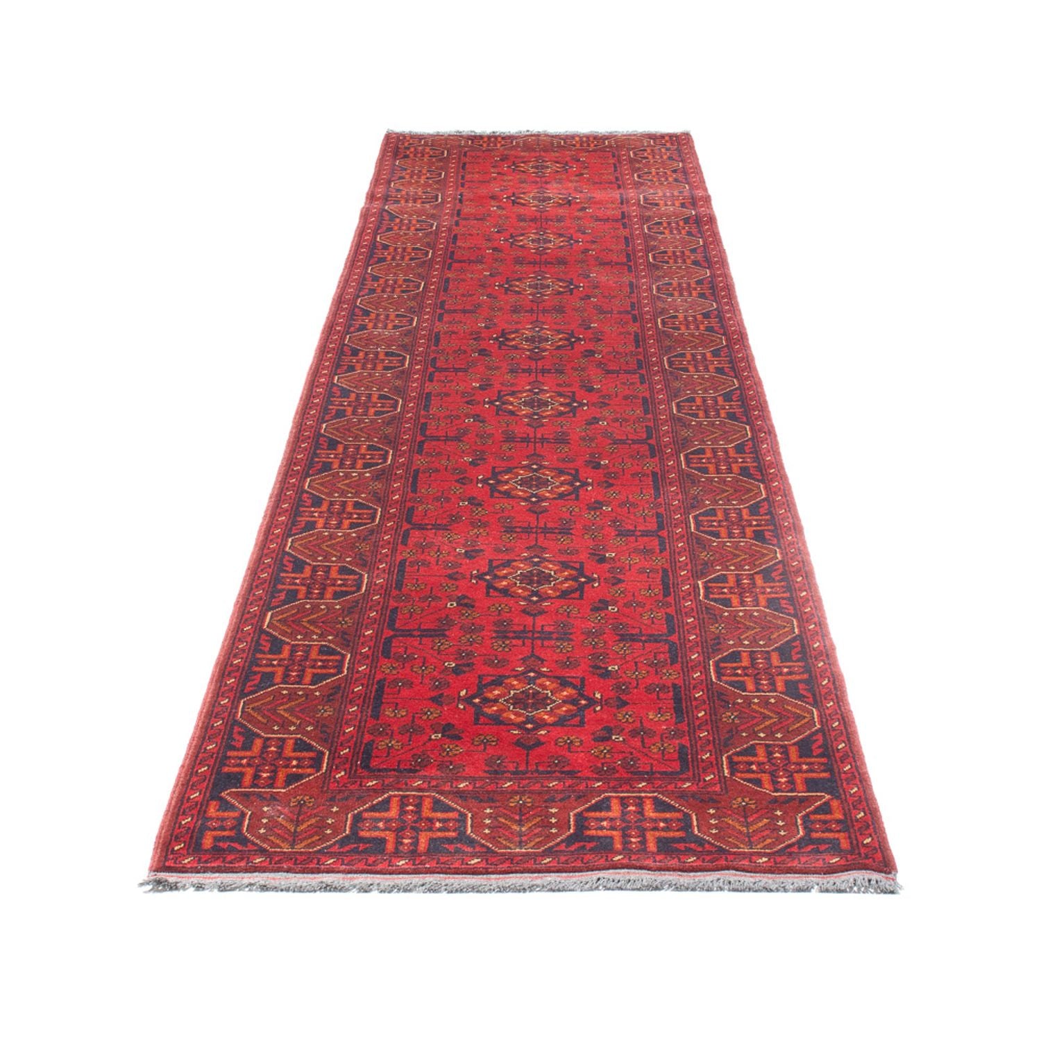 Tappeto corsia Tappeto afgano - Kunduz - 395 x 80 cm - rosso