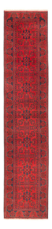 Tappeto corsia Tappeto afgano - Kunduz - 390 x 80 cm - rosso