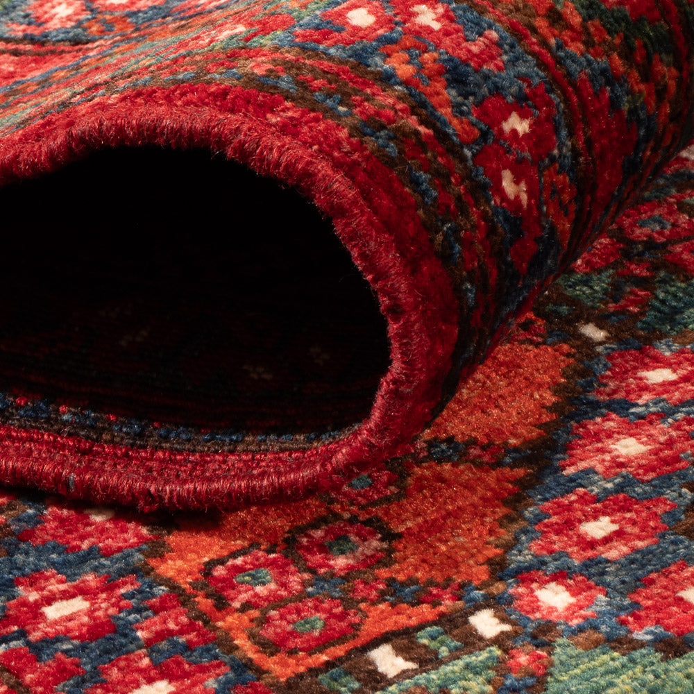 Tappeto corsia Tappeto afgano - Kunduz - 291 x 87 cm - rosso
