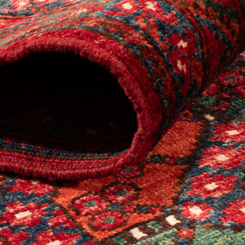 Tappeto corsia Tappeto afgano - Kunduz - 291 x 87 cm - rosso